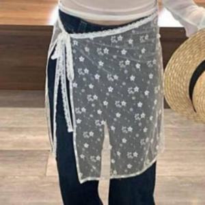 여성 시스루 랩 레이스 레이어드 스커트 데일리룩 랩스커트 롱스커트