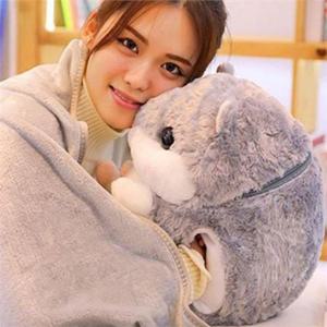 햄스터 인형 담요 햄스터 쿠션 담요 부드러운 푹신한 어린이 낮잠 수면 겨울 워머 핸드