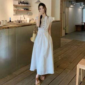 브이넥 허리랩 스트라이프 원피스 LL-1010479