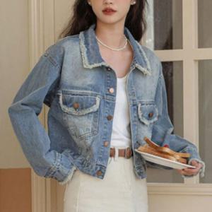 여성 트렌드 크롭 청자켓 데님 아우터 패션 점퍼 자켓
