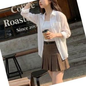 여성 린넨 긴팔 셔츠 스모크 나시 여름 코디 세트 투피스