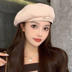여름 여성 화가 모자 버킷햇 포인트 베레모 카페 영문 자외선 차단