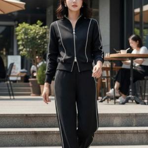 여성 트랙 크롭 집업 츄리닝 와이드 팬츠 트레이닝 세트