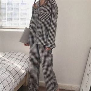 여성 긴 팔 잠옷 여성 투피스 잠옷 프린팅 캐주얼 데일리 숙면 가을 상하의 주니어