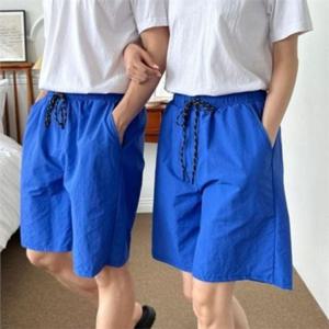 남녀공용 비치 반바지 커플 비치 반바지 수영복 물놀이 팬츠 하의 캐주얼 나일론 편안한 어린이 가족 밴딩