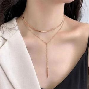 여성 레이어드 목걸이 여성 뱀줄 목걸이 스네이크 드롭 주얼리 체인 바드롭 써지컬 패션 스틸