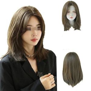 여성 단발 통가발 여성 단발 패션 웨이브 미디움 인모 가발 헤어