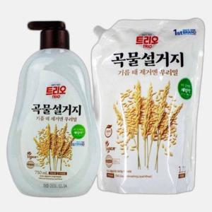 곡물 우리밀 주방세제 세트 750ml 1.2L 대용량 설거지