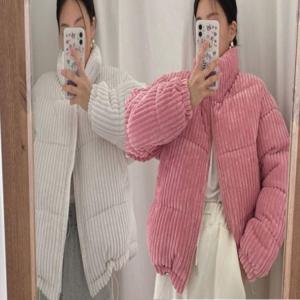코듀로이 여자 웰론 골덴 숏패딩 점퍼 집업 하이넥