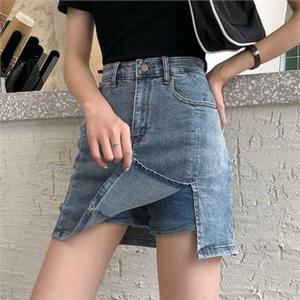 여성 데님 스커트 여성 스커트 10대 데일리 청치마 앞트임 학생