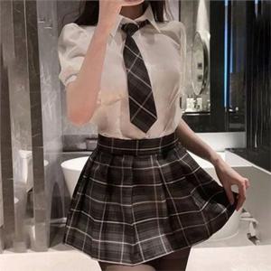 여성 체크 치마 여성 교복 치마 플리츠 서스펜더 짧은 스커트 코스프레복 코스프레 블라우스 할로윈 란제리