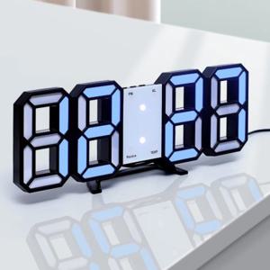 스마트 LED 리모컨 디지털 벽시계 블랙 블루 알람시계