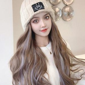 아린 투톤 데일리 웨이브 베이지 비니 모자형 가발
