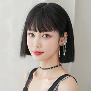 시크 칼단발 통가발 내추럴블랙