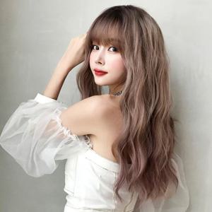 물결펌 긴머리 통가발 애쉬핑크