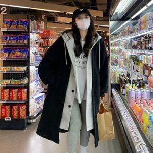 롱 겨울 점퍼 뽀글이 레이어드 후드 롱코트 여자