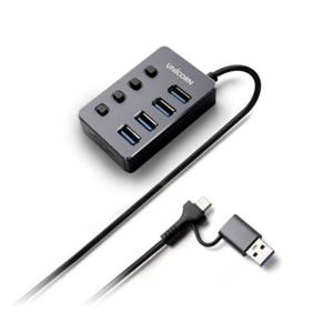 USB 3.2 PC용 허브 4포트 개별전원 스위치 5Gbps C타입 A타입 LED 노트북 데스크탑 파일전송 무선 키보드