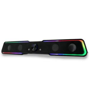 2세대 USB 기기용 게이밍 사운드바 듀얼 유닛 6W 헤드폰 마이크 연결 저음 증폭 터치 LED 이퀄라이저 영화