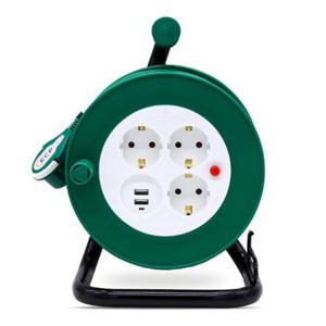 러그박스 노출형 손잡이 멀티탭 릴선 3구 USB 2포트 15M 1.5SQ (그린) 이지콕