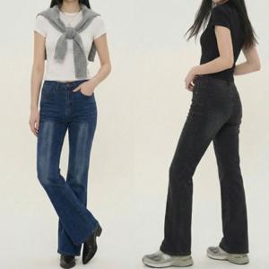 사이드 절개 롱 부츠컷 스판 데님팬츠 여성청바지 여성부츠컷팬츠 JEB-1006427