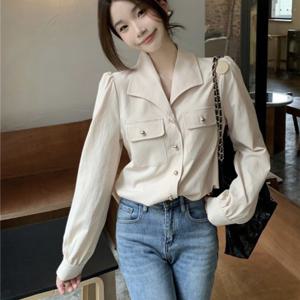 브이넥 카라 진주 버튼 셔츠 블라우스 고급스러운 LL T202 LL-1006775