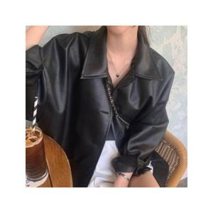 LD 여성 카라넥 라이더 자켓 레더점퍼 오버핏 바이크
