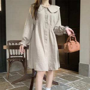 심플한 빅카라 언발 밴딩 캐주얼원피스 데일리원피스 LL-D168 LL-1000786