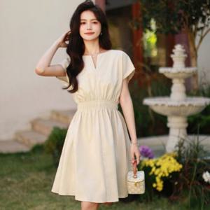 민소매 허리밴딩 미니원피스 브이넥 캐주얼 LL-D151