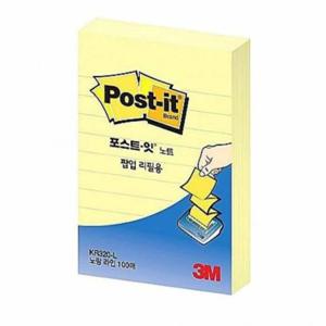 3M 포스트잇 팝업리필 KR320L(656) 라인노랑 51X76 100매 갑 (30개입) 스티커메모지 메모수첩 점착메모