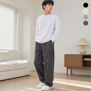 남성 베이지 사계절 작업복 트윌 카펜더 와이드 스트링 차콜 면바지 조거 치노팬츠 남자 슬랙스바지