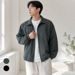 간절기 남성 남자 차콜 투웨이 지퍼 나일론 오버핏 하프넥 블랙 바람막이 밴딩 윈드브레이커 빅사이즈 자켓