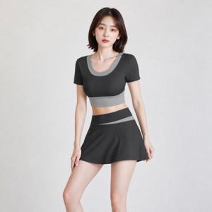 여자 여성 여름 요가 캡내장 3부 세트 브라탑 트레이닝복 추리닝 운동복 차콜 츄리닝