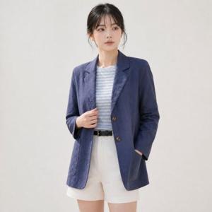 여성 네이비 베이지 오버핏 출근룩 린넨 통기성 가벼운 자켓 여자 점퍼 여름 잠바