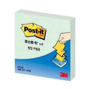 혜명잡화몰 3M 포스트잇 팝업리필 KR-330(654) 애플민트 / [76 X 76 100매] - 갑 (20개입) 점착식메모지 메