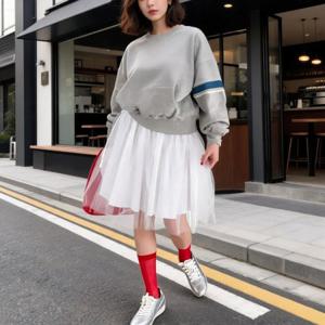 시스루 밴딩 스커트 발레코어 레이어드 치마 데일리룩 페스티벌 하객룩