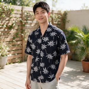 남자 하와이안 셔츠 야자수 반팔 남방 휴양지 바캉스룩 여행룩 여름휴가