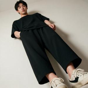 남성 쿨팬츠 9부 와이드밴딩 크롭 바지 여름 데일리 출근 나들이 등산복 팬츠