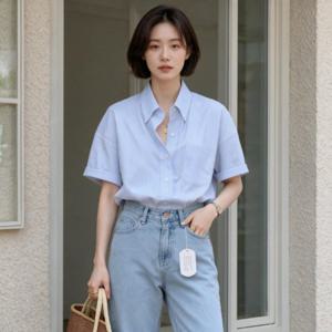 스트라이프 반팔 셔츠 여름 데일리룩 댄디룩 남친룩 휴가룩