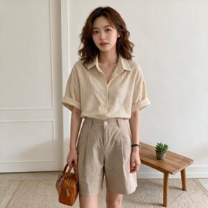 지지미 반팔 셔츠 루즈핏 여름 하계 휴가철 데일리 등원룩 여행룩 사무실