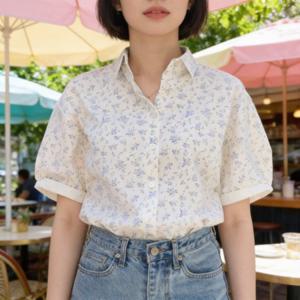 플라워 나염 반팔 셔츠 하와이안 휴양지 비치웨어 여행룩 여름 바캉스룩