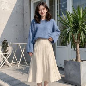 플레어 스커트 니트 스웨트 치마 봄 가을 겨울 오피스룩 출근룩 등원룩 데일리웨어