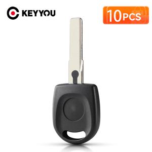 KEYYOU 10X 트랜스폰더 키 쉘 VW 폭스바겐 SKoda 좌석 키 케이스에 대한 새로운 Uncut 블레이드 HU66 블레이드 자동차 키 빈 케이스
