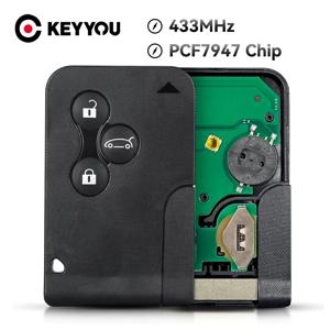 KEYYOU 새로운 ID46 PCF7947 Renault Megane 2 3 Scenic Clio 2003-2008 스마트 카드 비상 삽입 키용 원격 자동차 키 433Mhz