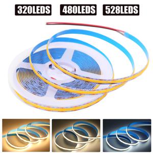DC 12V 24V COB 스트립 480 384 320 528Leds/M 고밀도 RA90 흰색 3000K 4000K 6000K IP21 유연한 리본 로프 LED 조명