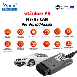 Vgate ELM327 vLinker FS USB OBD2 스캐너, 포드 마쓰다 OBDII 스캔, MS CAN HS CAN 진단 도구, 자동차 스캐너