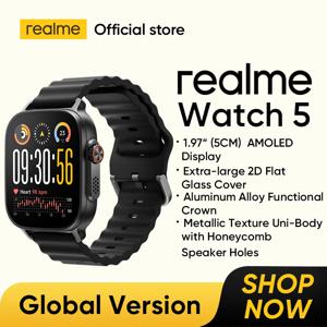 리얼미 워치 5 스마트워치 1.97인치 2D 평면 AMOLED 디스플레이 나침반 및 독립 GPS 5개 GNSS 탑재 14일 배터리 수명 NFC 카드 IP68