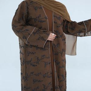 무슬림 여성 두바이 아바야 고급 자수 꽃무늬 롱 드레스 키모노 가디건 카프탄 단정한 로브 여성 이슬람 의류 케바야