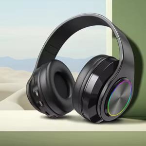 블루투스 헤드폰 RGB 조명 소음 제거 접이식 헤드셋 오버 이어 스테레오 HIFI 스포츠 헤드셋 TF 음악 플레이어 B39