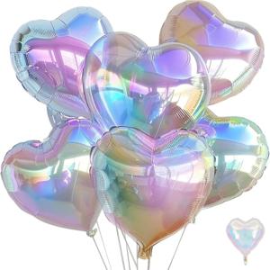 ‌ 18인치 실버 글리터 하트 풍선 - 5개입 포일 사랑 모양 아기 샤워, 생일, 결혼식 및 발렌타인데이 장식용