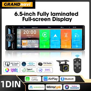 6.5인치 1Din IPS 스크린 무선 카플레이 안드로이드 오토 에어플레이 카 라디오 MP5 플레이어 스테레오 블루투스 FM 타입-C PD3.0 고속 충전